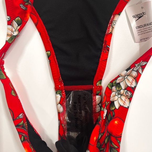 NWT Speedo Endurance Floral Print Red Cheeky Bikini Bottoms New With Tags Small - Picture 4 of 6